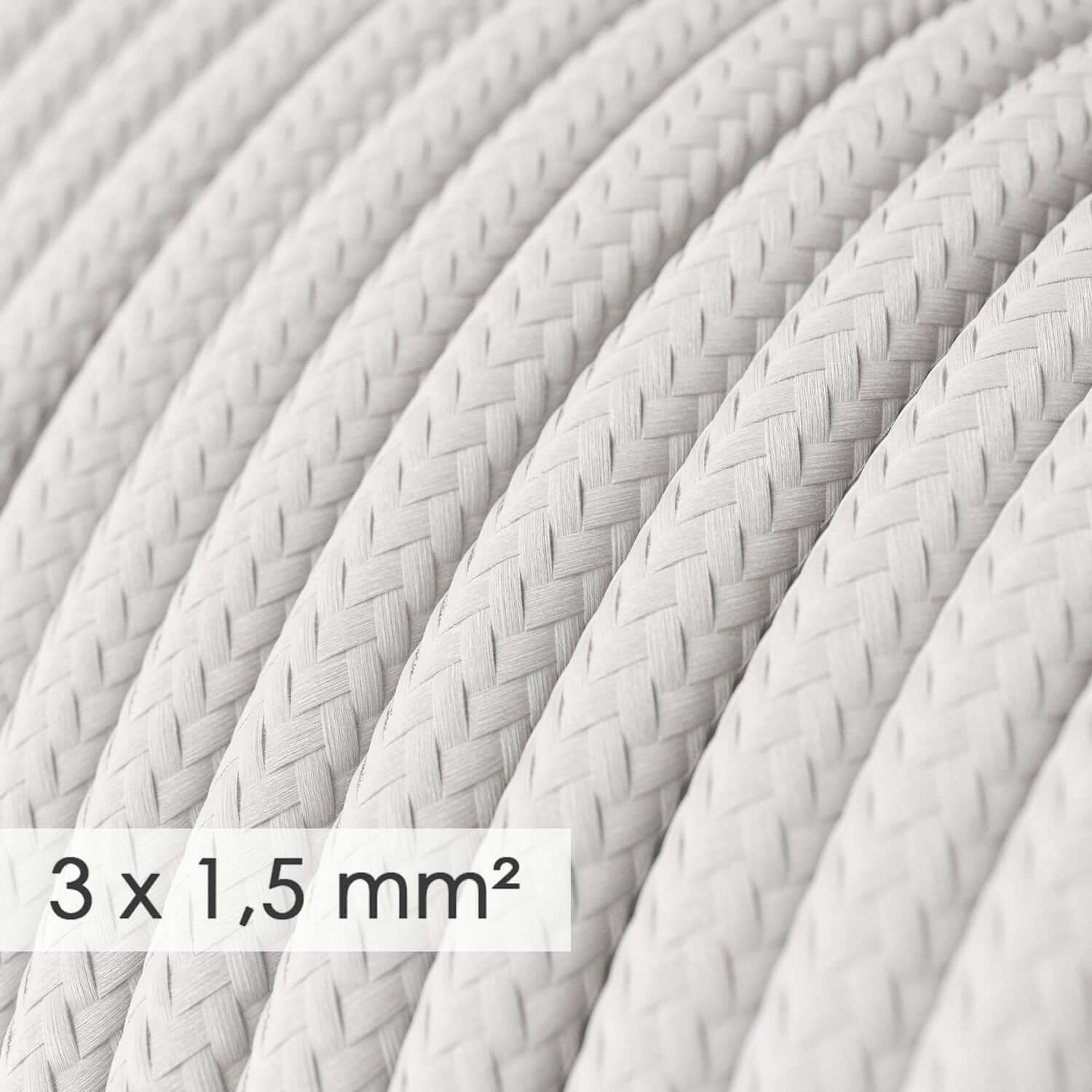 Strijkijzersnoer met grote doorsnede 3x1,50 rond - stof met zijeffect Wit RM01 - Image 2