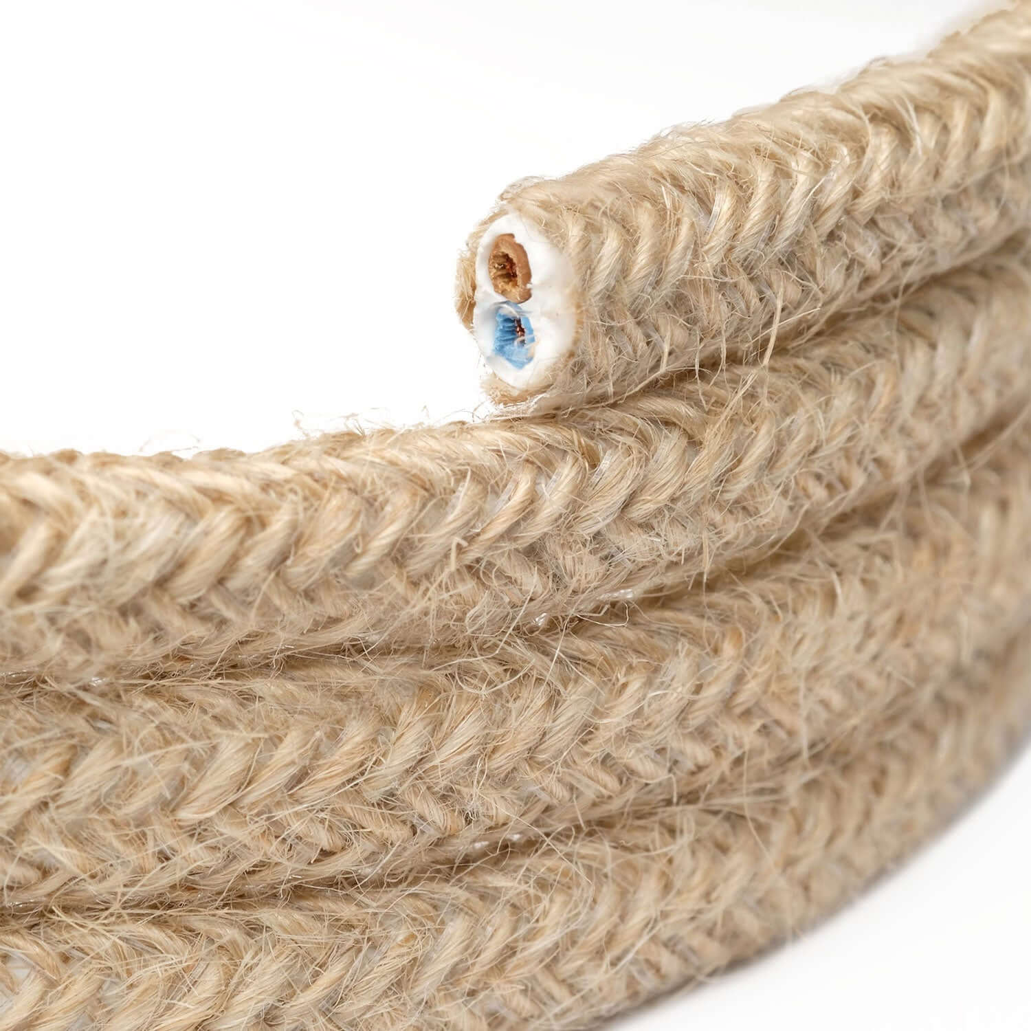 Platte strijkijzersnoer bekleed met natuurlijke jute - PN06