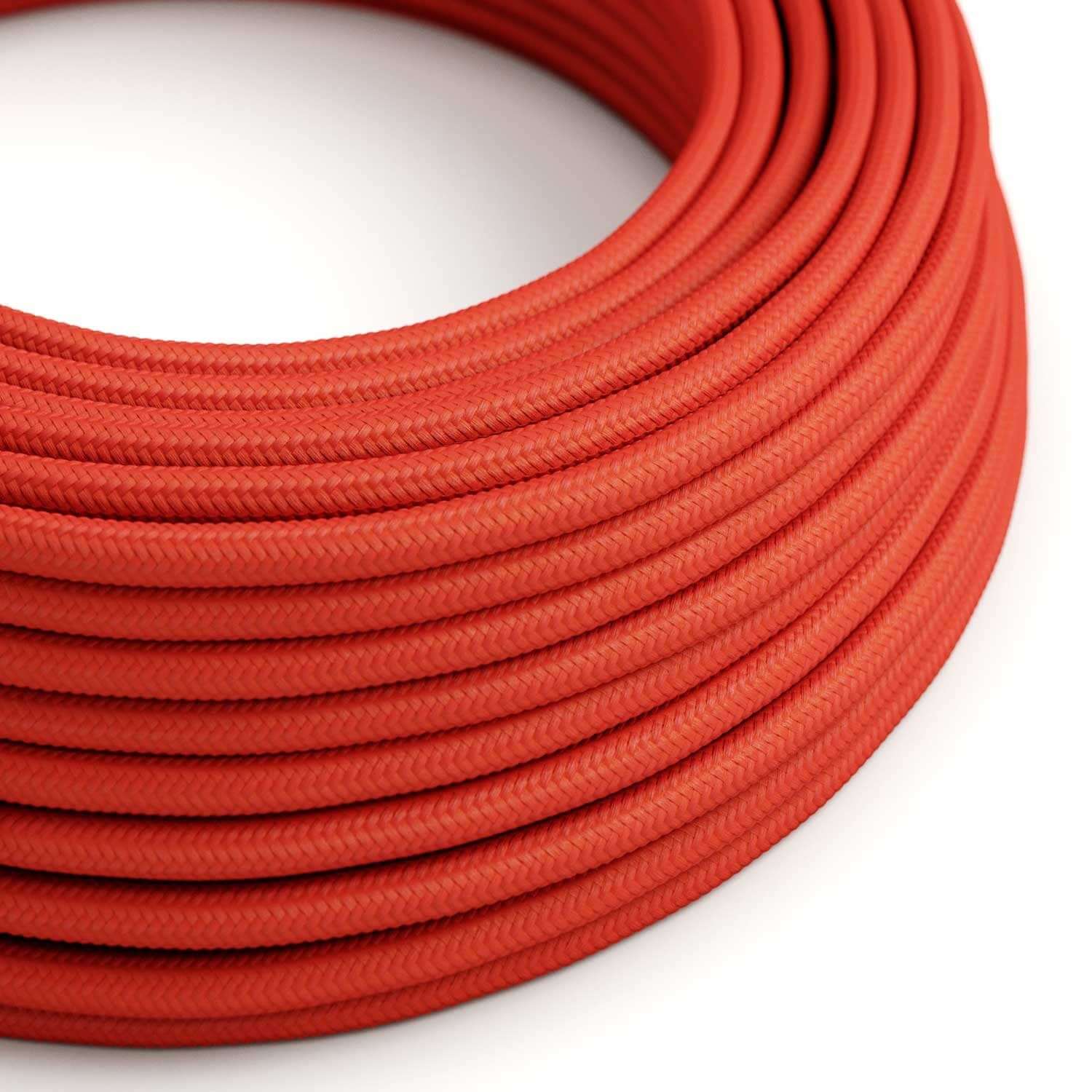 Ultra Soft strijkijzersnoer in siliconen met glanzende Vuurrood RM09 textielafwerking, rond 2x0,75 mm