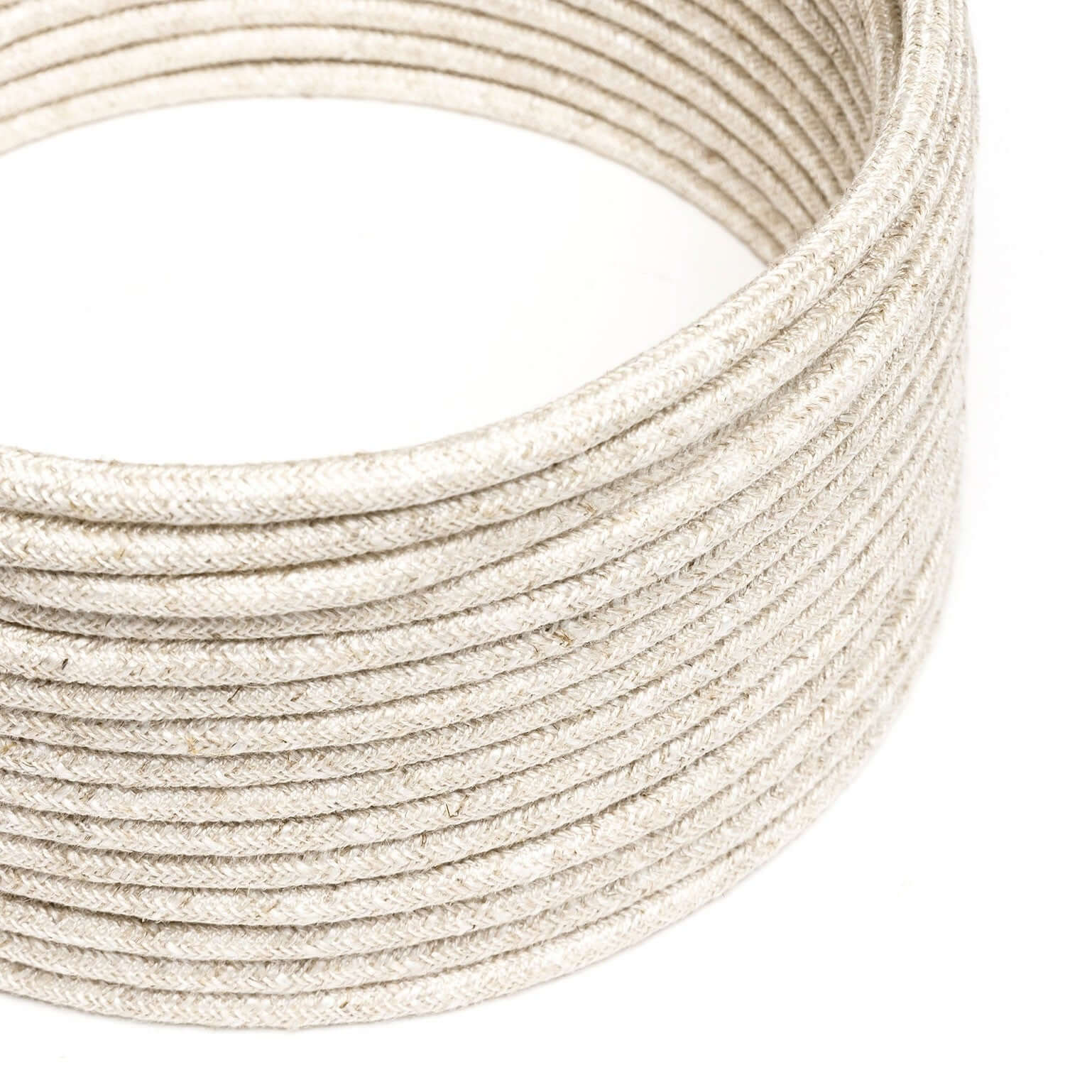 Ultra Soft strijkijzersnoer in siliconen bekleed met wit linnen melange - RN01 rond 2x0,75 mm