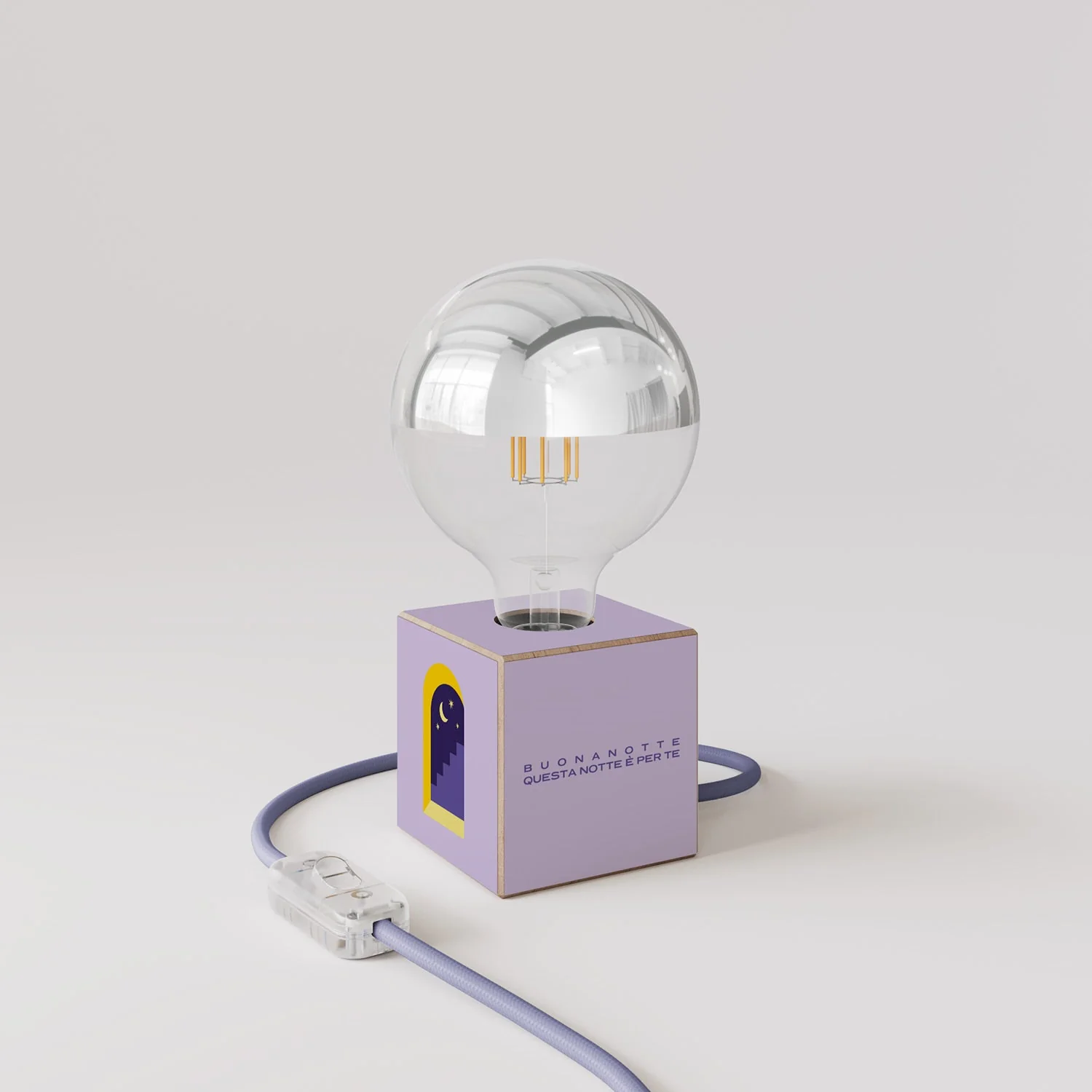 Cubetto tafellamp "Buonanotte fiorellino" met halve zilveren globe Lichtbron - Santomanifesto - Image 3