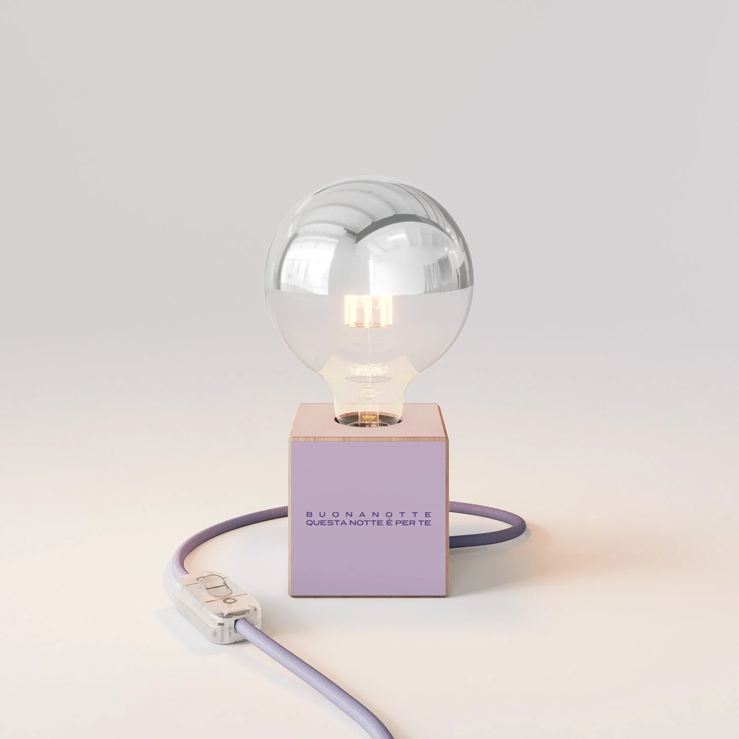 Cubetto tafellamp "Buonanotte fiorellino" met halve zilveren globe Lichtbron - Santomanifesto - Image 4