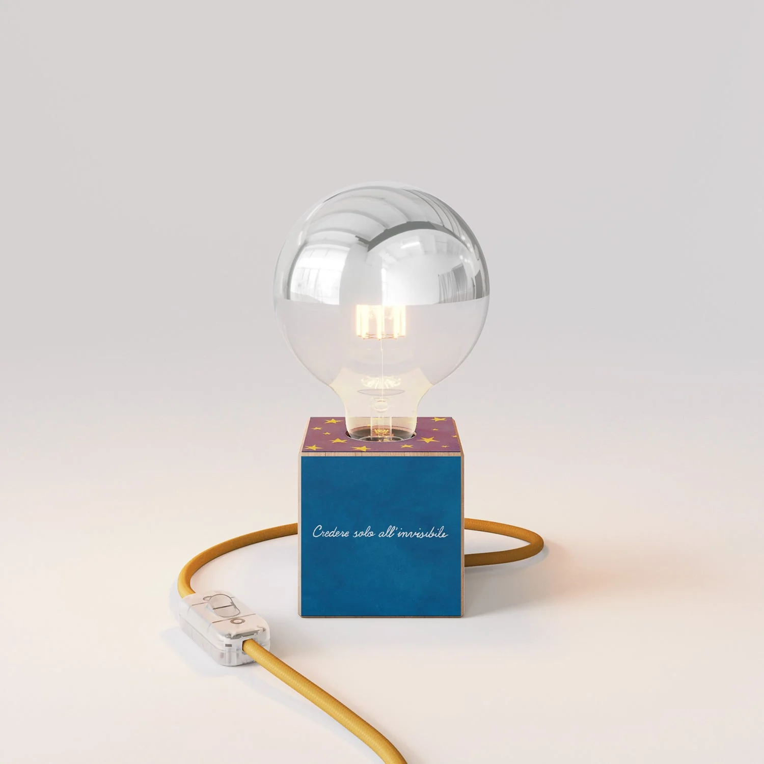 Cubetto tafellamp "La luna" met globe-lichtbron halve zilveren bol - Santomanifesto - Image 4