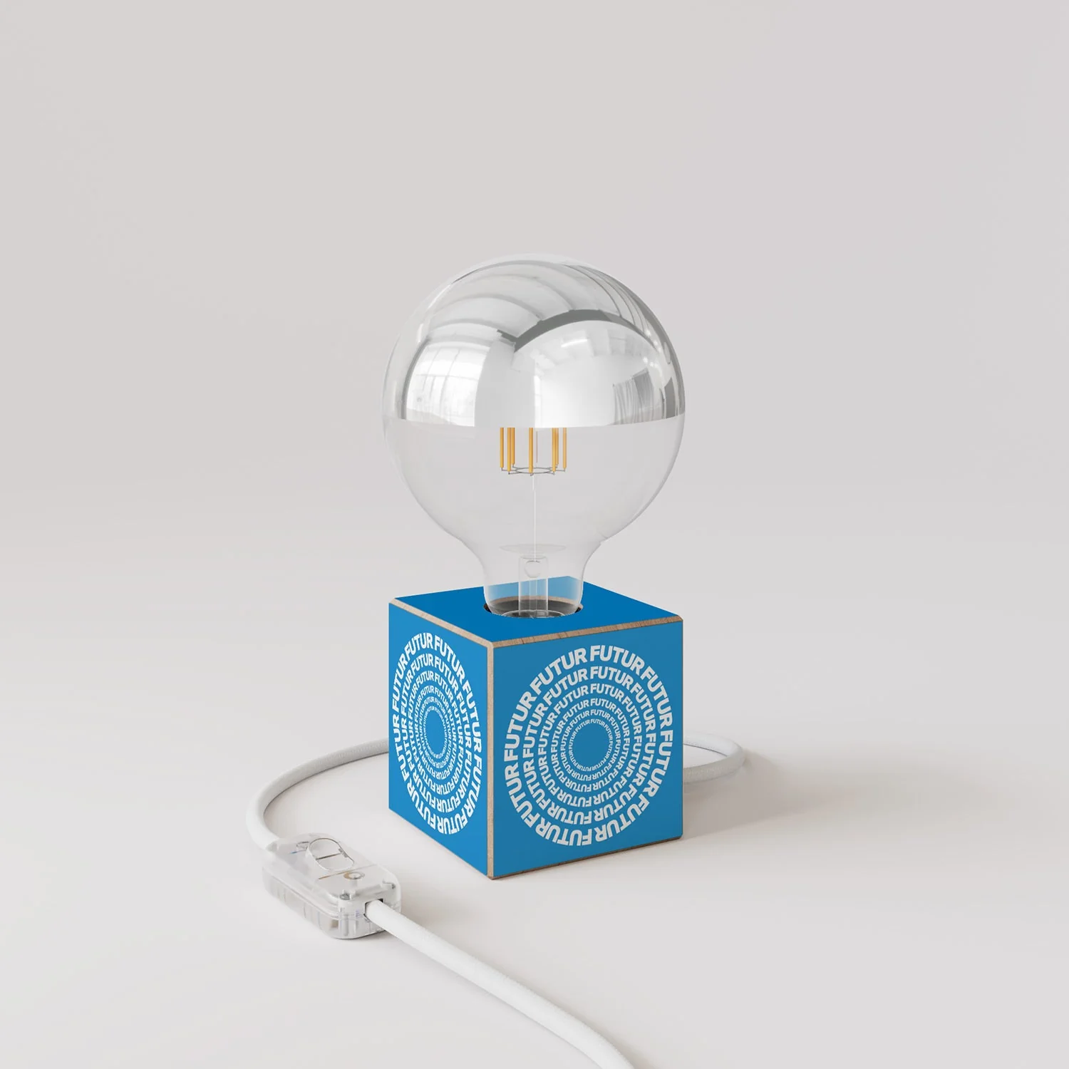 Tafellamp Cubetto "Futur" met globe-lichtbron halfrond zilver - Futur Festival - Image 3