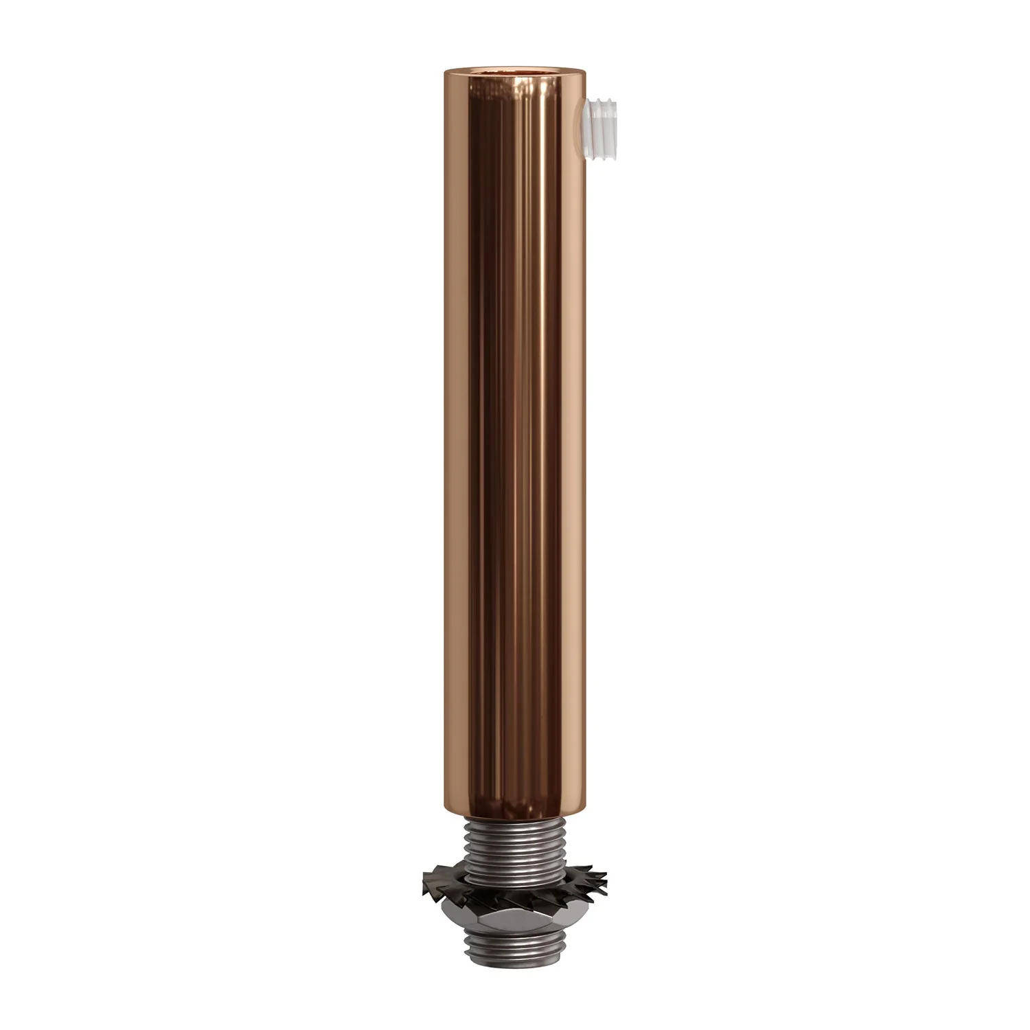 Cilindrische trekontlaster van metaal, lengte 7 cm, compleet met stang, moer en ring - Koper
