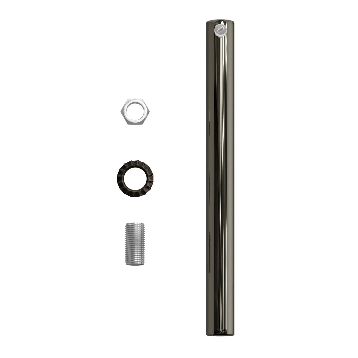 Cilindrische trekontlaster van metaal, lengte 15 cm, compleet met stang, moer en ring – Parelzwart. - Image 4