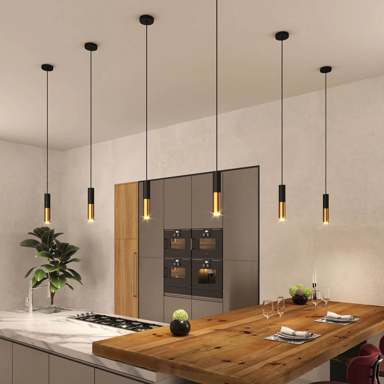 Tub-E12, dubbele metalen spotbuis met dubbele E12 ringfitting - Zwart en geborsteld brons - Image 4