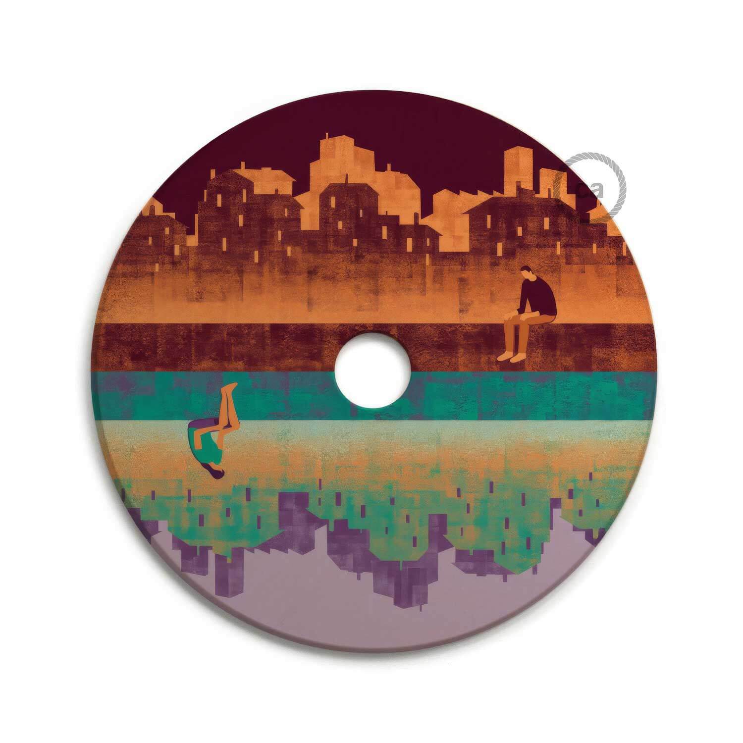 UFO Lampenkap van hout Special Edition Italiaanse Illustratoren, dubbelzijdig, diameter 33 cm - Davide Bonazzi - Image 4