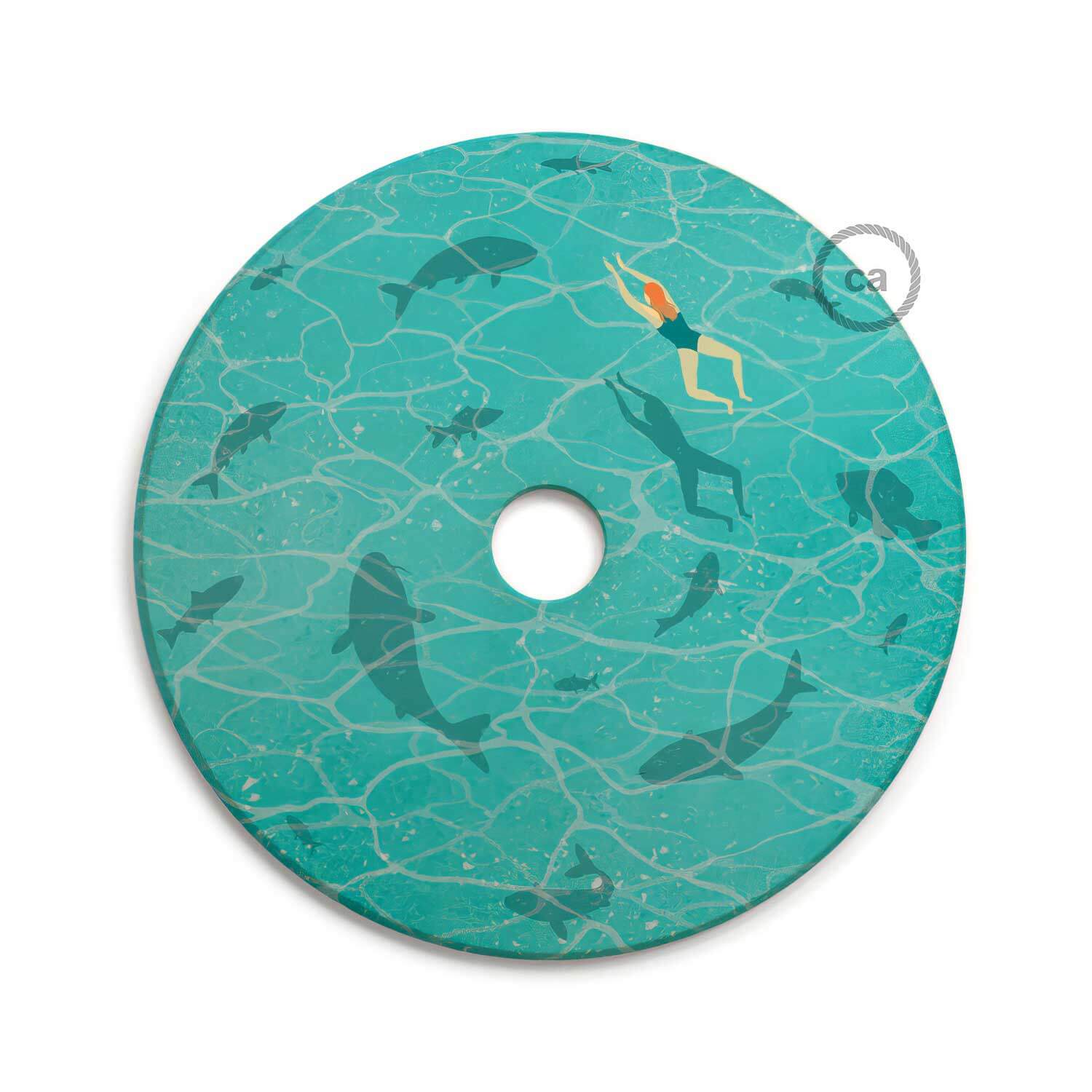 UFO Lampenkap van hout Special Edition Italiaanse Illustratoren, dubbelzijdig, diameter 33 cm - Davide Bonazzi - Image 5