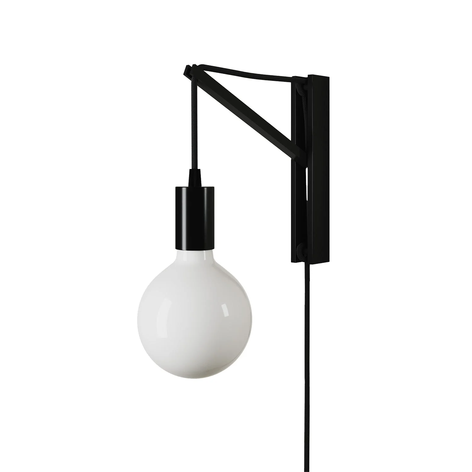 Wandlamp van metaal met tweepolige stekker - Zwart